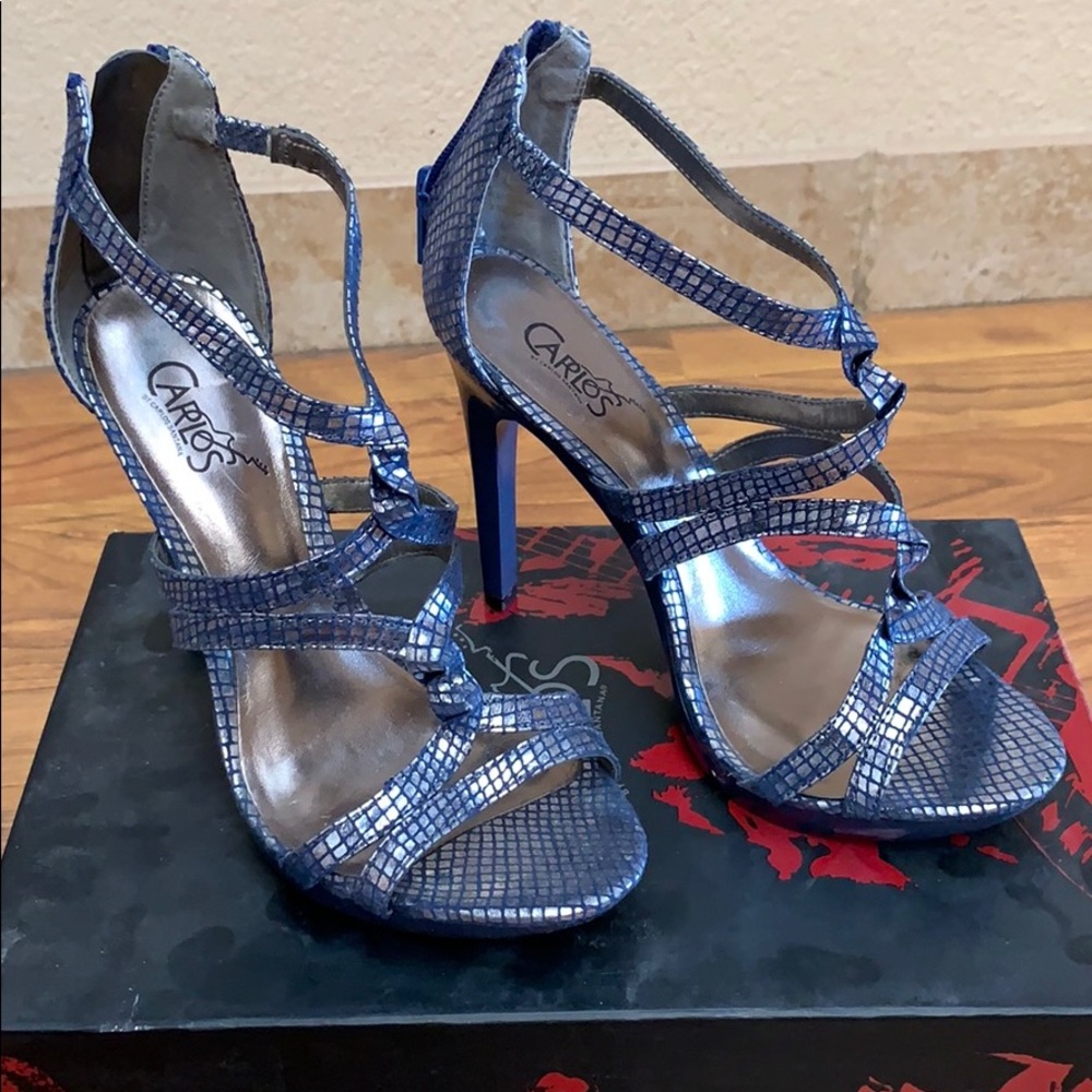 Carlos Santana blue and silver heels